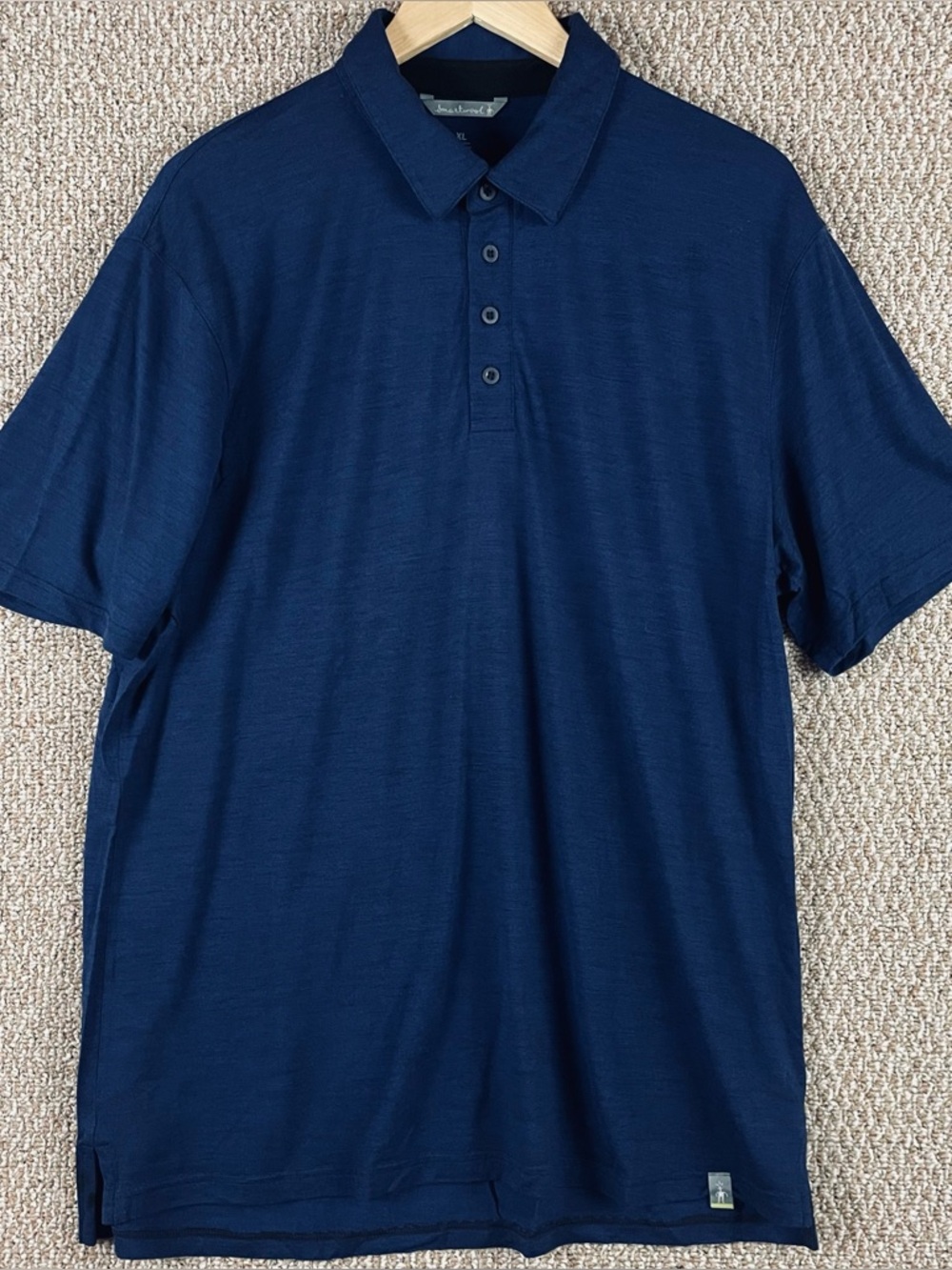 Smartwool Polo Shirt Men's XL Merino Wool Blue Short Sleeve Hiking A97
